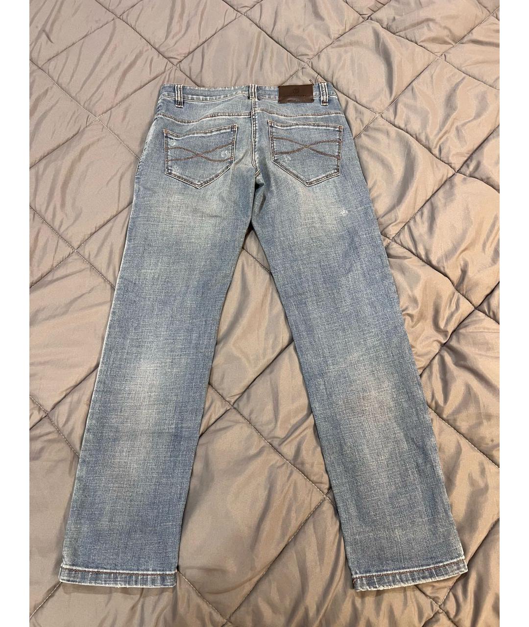 BRUNELLO CUCINELLI Синие хлопковые прямые джинсы, фото 2