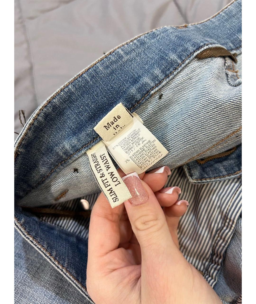 BRUNELLO CUCINELLI Синие хлопковые прямые джинсы, фото 7