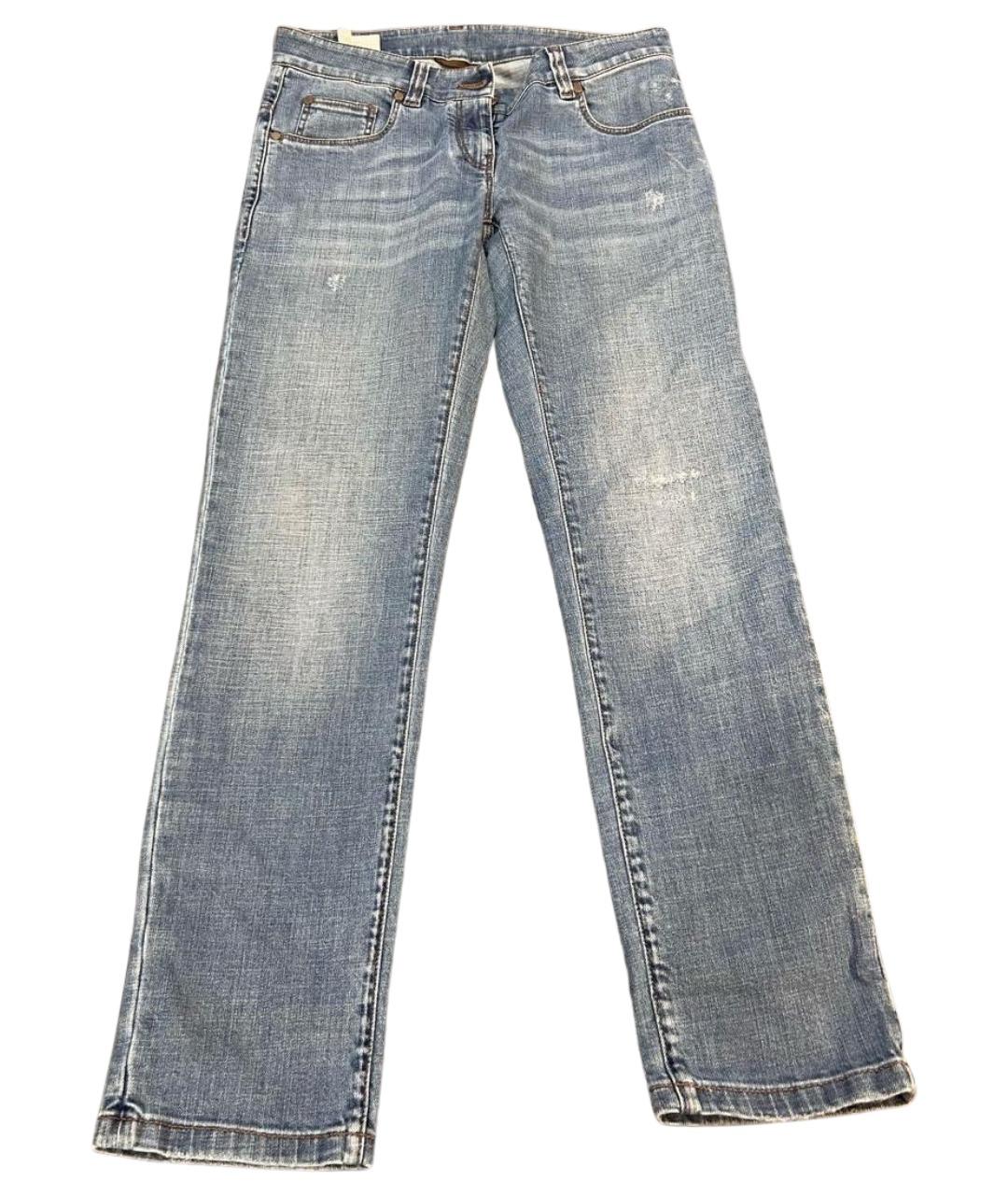 BRUNELLO CUCINELLI Синие хлопковые прямые джинсы, фото 1