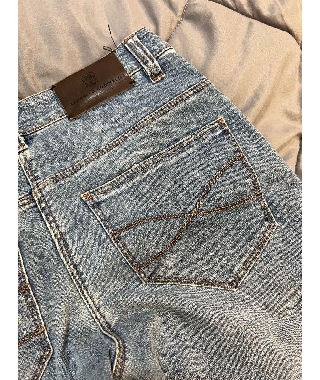 BRUNELLO CUCINELLI Синие хлопковые прямые джинсы, фото 5