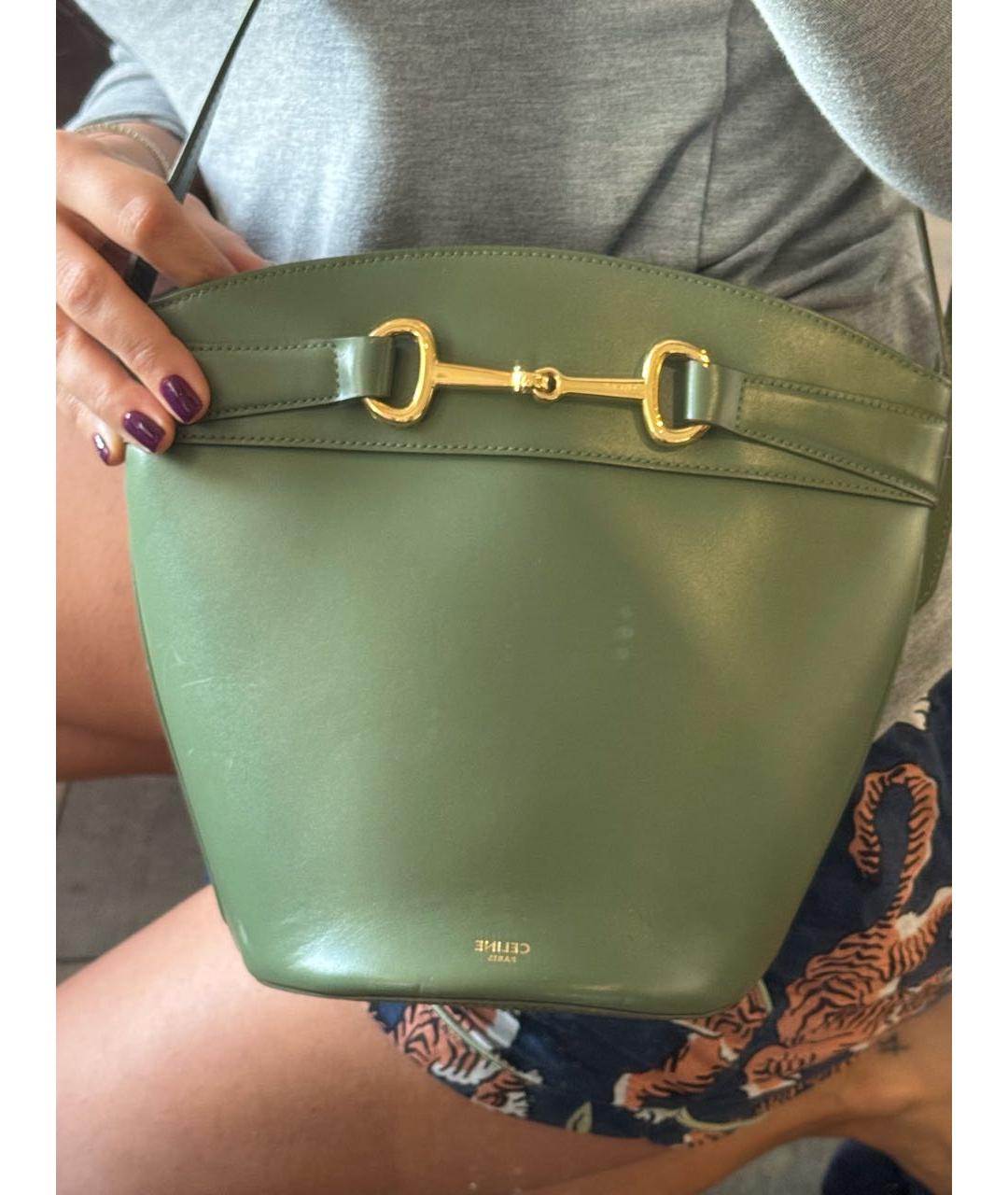 CELINE Зеленая кожаная сумка через плечо, фото 3