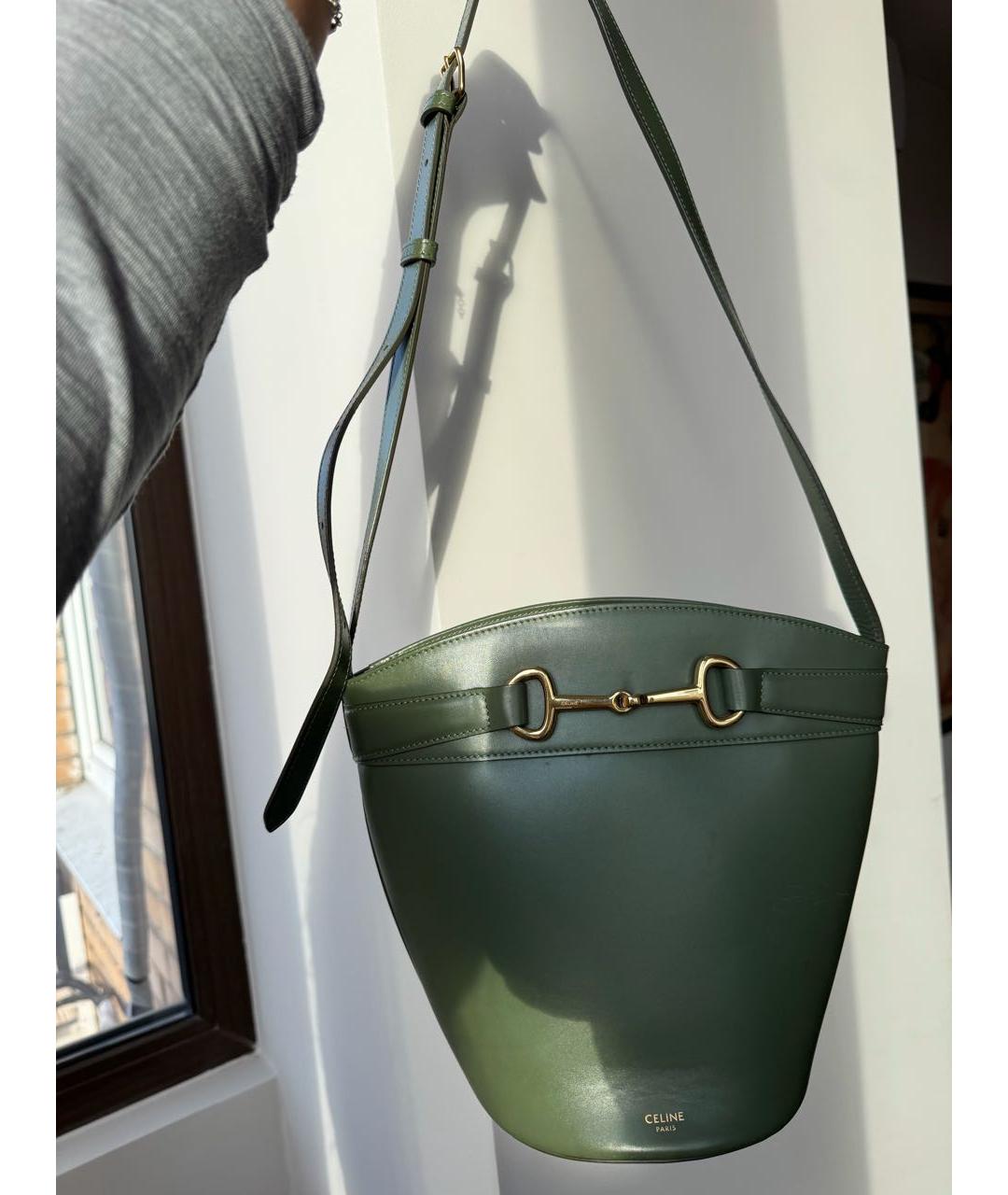CELINE Зеленая кожаная сумка через плечо, фото 8