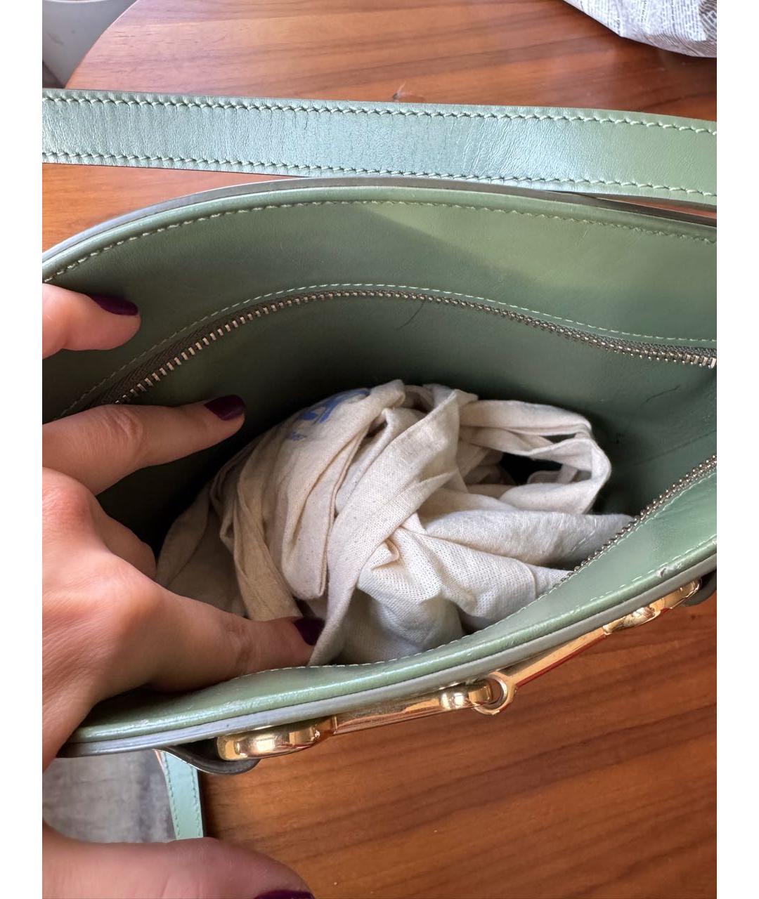 CELINE Зеленая кожаная сумка через плечо, фото 6