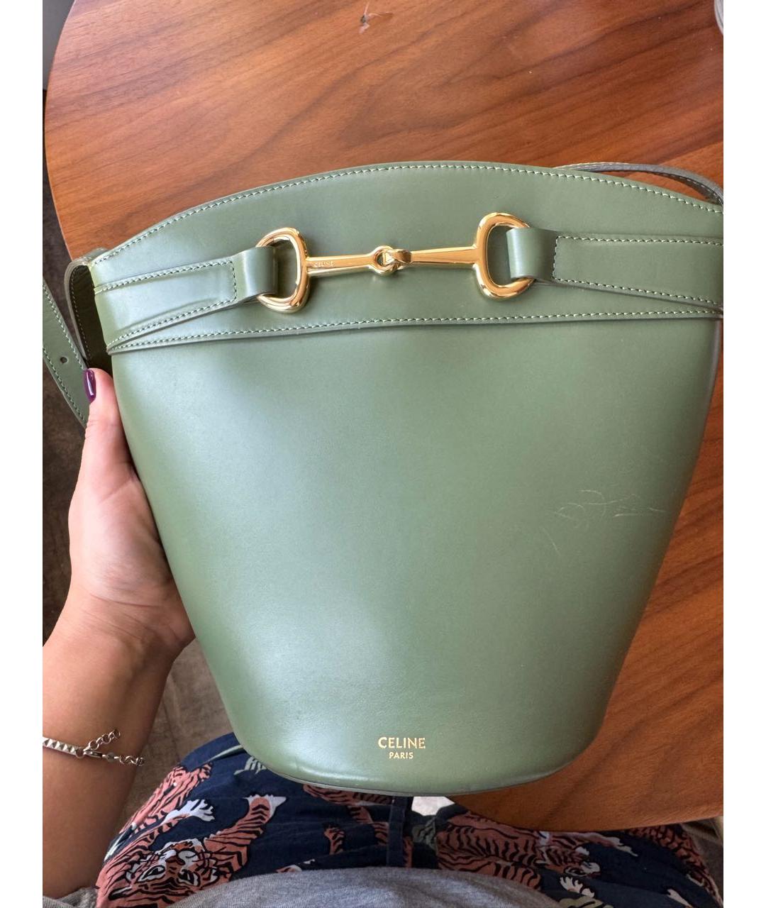 CELINE Зеленая кожаная сумка через плечо, фото 9