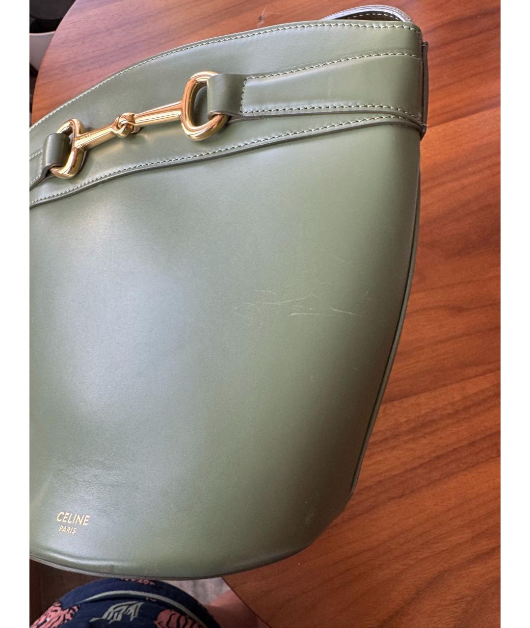 CELINE Зеленая кожаная сумка через плечо, фото 7