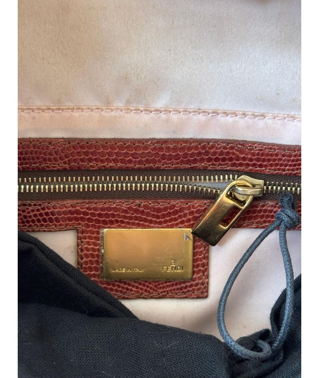 FENDI Коралловая сумка с короткими ручками, фото 6