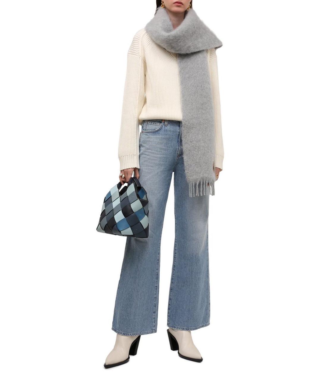 LOEWE Серый шерстяной шарф, фото 3