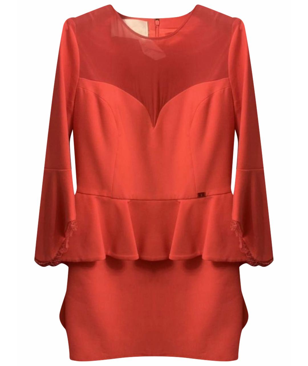 ELISABETTA FRANCHI Красное полиэстеровое коктейльное платье, фото 1