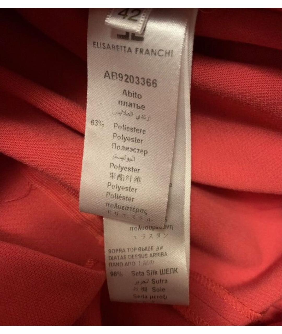 ELISABETTA FRANCHI Красное полиэстеровое коктейльное платье, фото 4