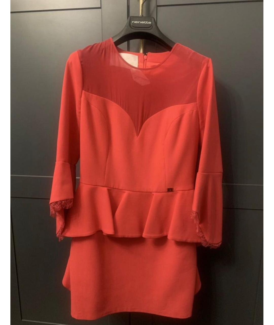 ELISABETTA FRANCHI Красное полиэстеровое коктейльное платье, фото 5