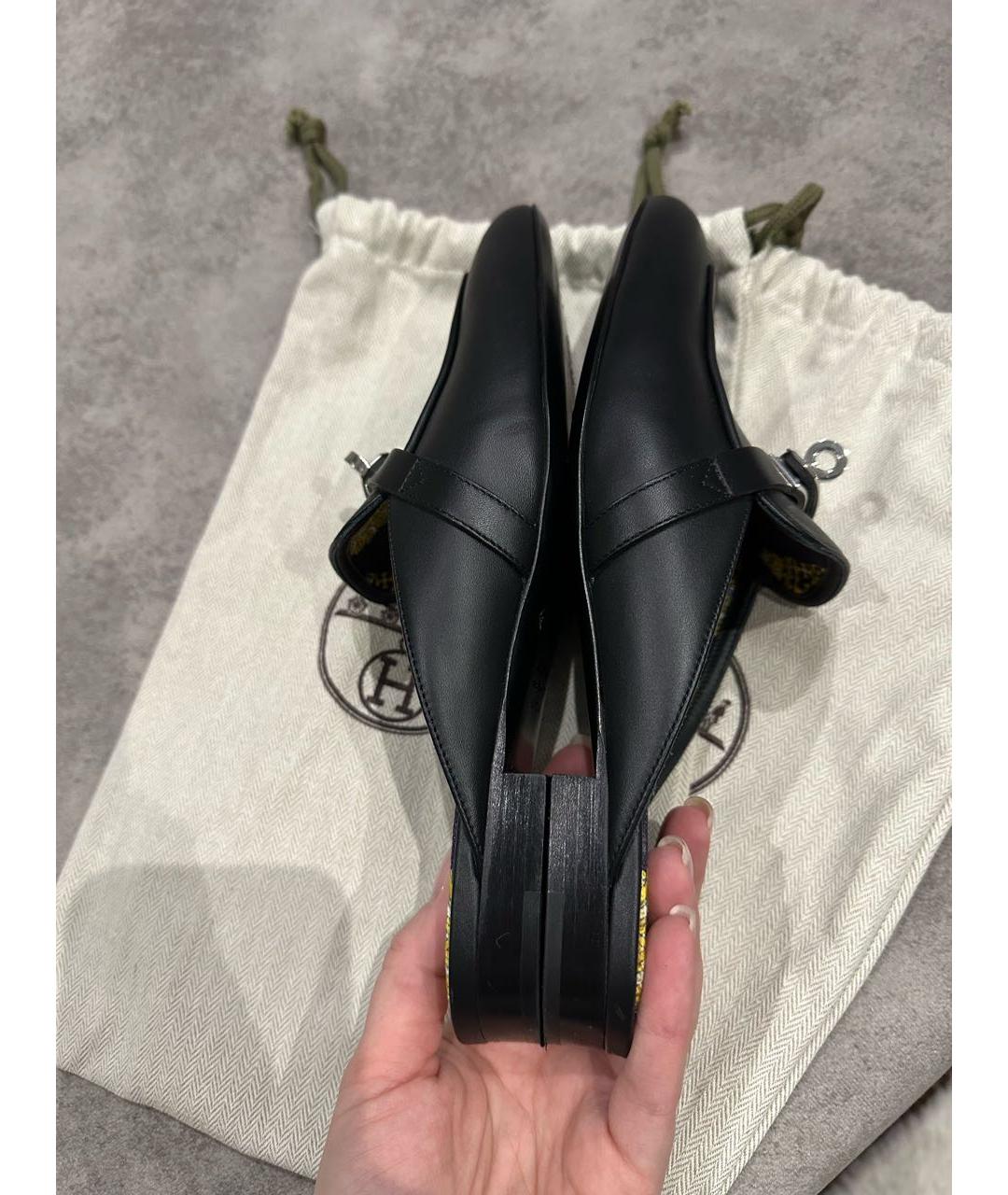 HERMES Черные мюли, фото 6