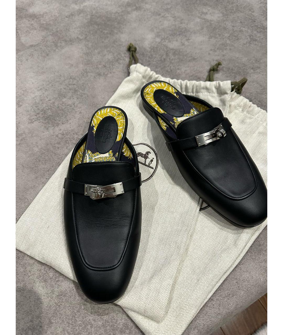 HERMES Черные мюли, фото 2