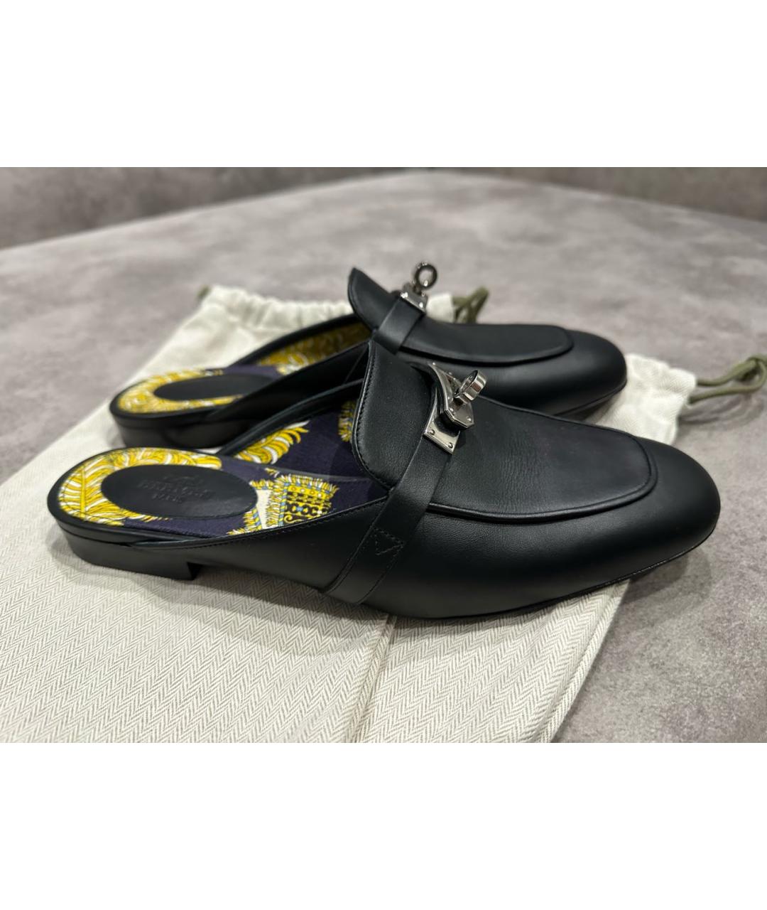 HERMES Черные мюли, фото 9