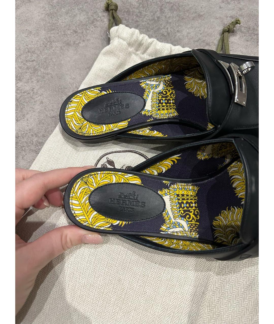 HERMES Черные мюли, фото 3