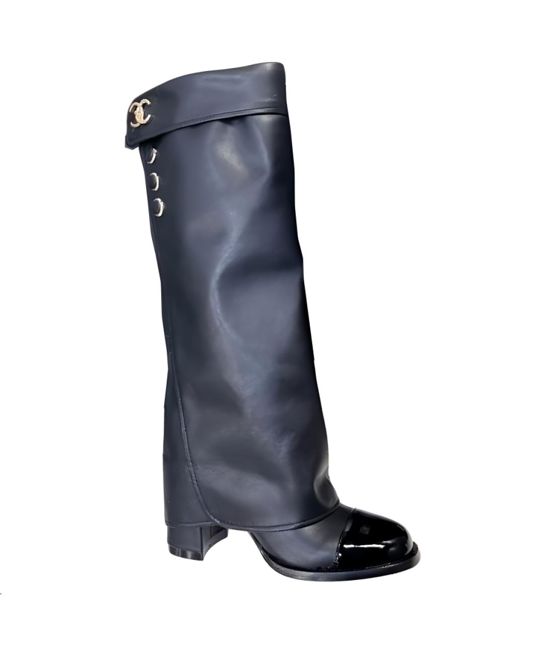 CHANEL Черные кожаные сапоги, фото 1
