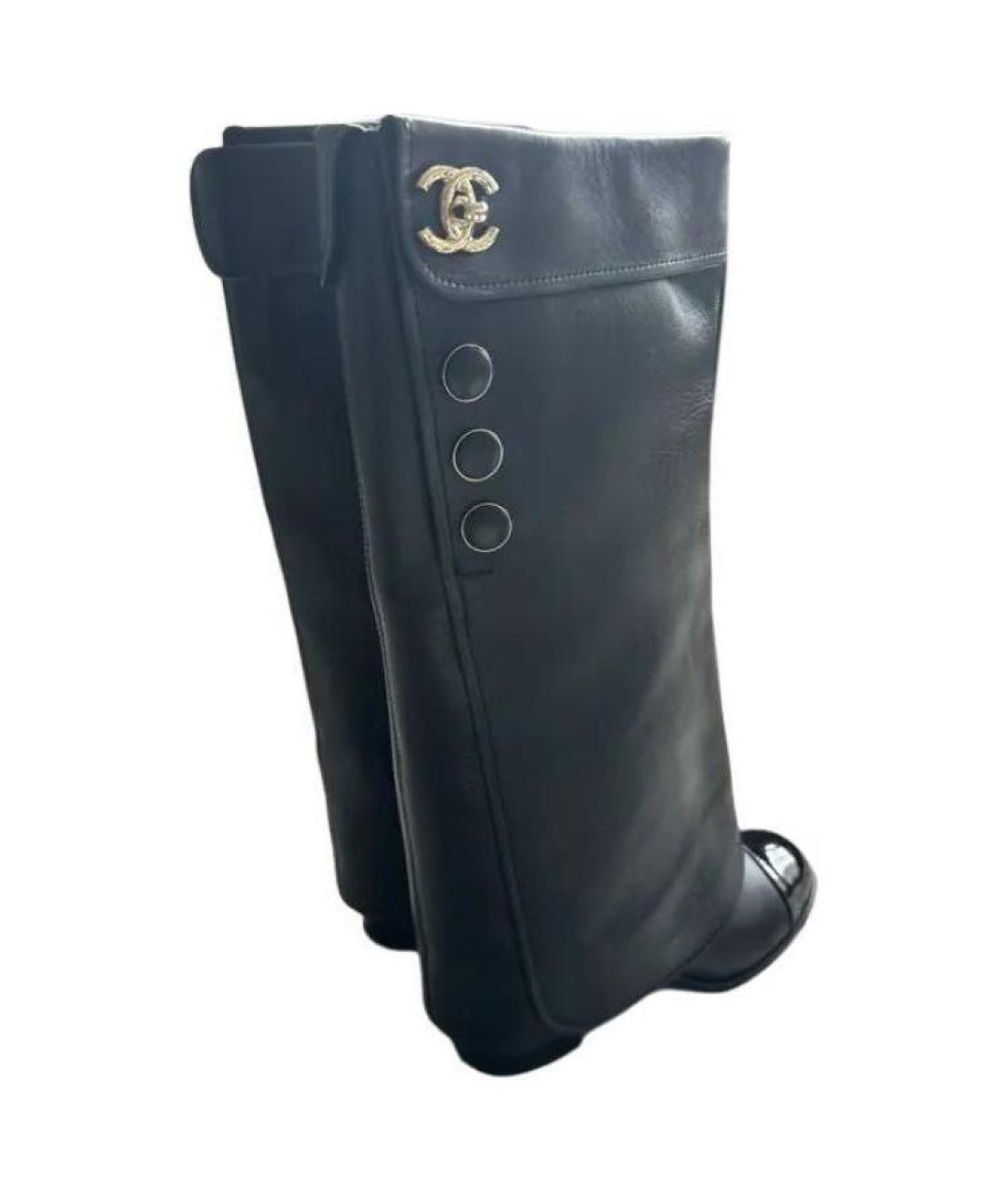 CHANEL Черные кожаные сапоги, фото 5