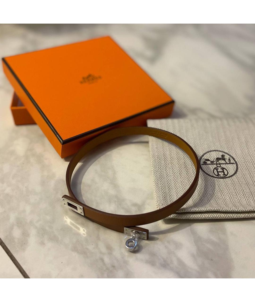 HERMES Коричневый кожаный чокер, фото 4