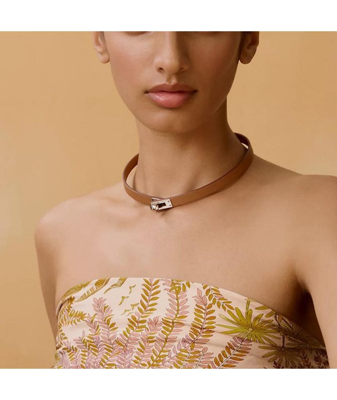 HERMES Коричневый кожаный чокер, фото 2