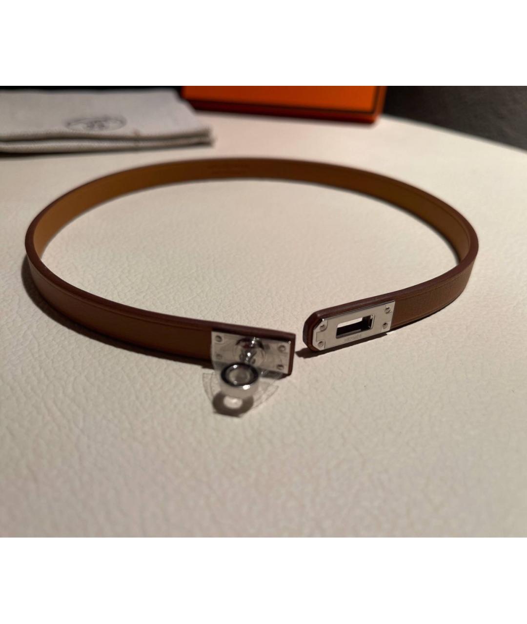 HERMES Коричневый кожаный чокер, фото 5