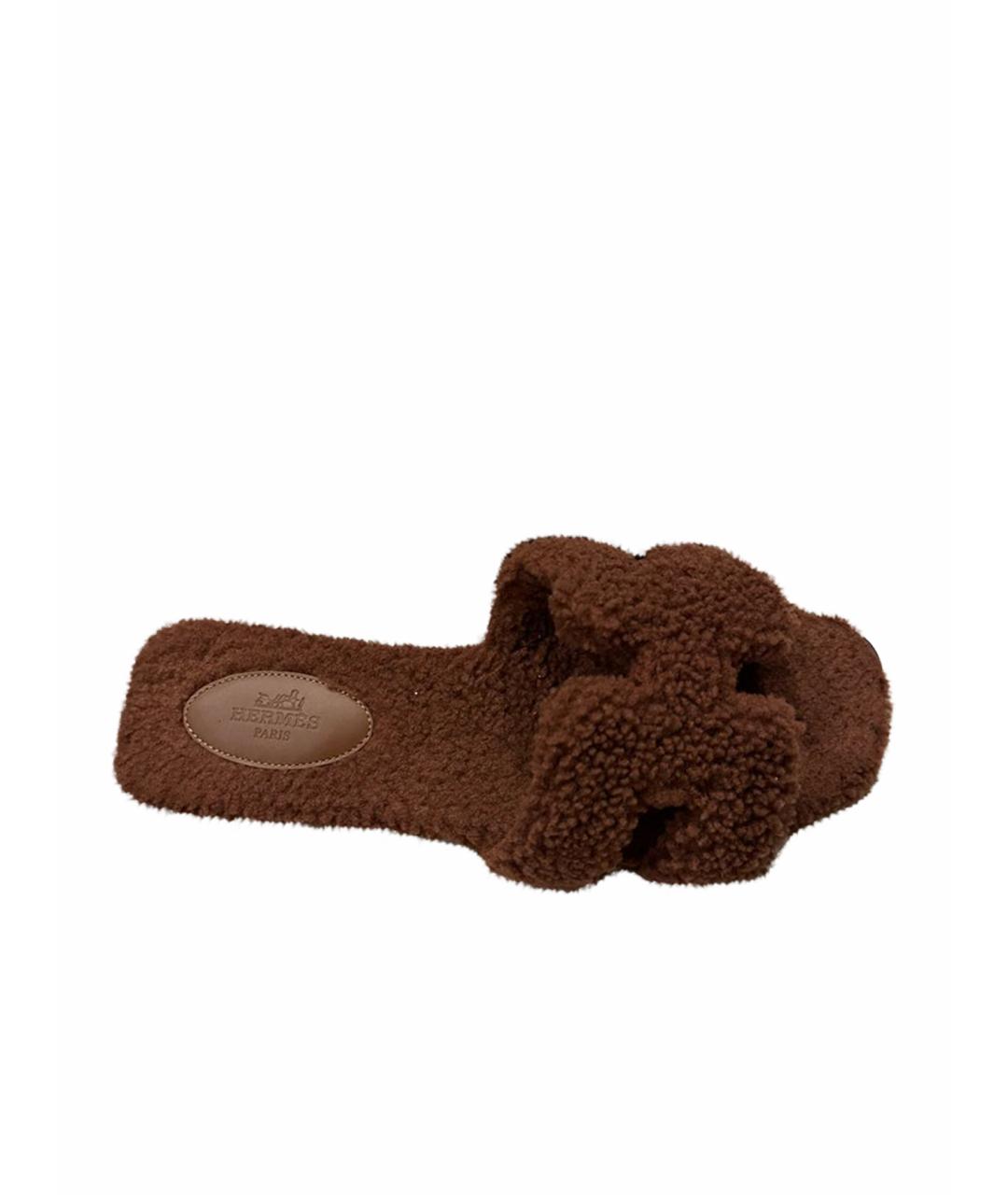 HERMES Коричневые шлепанцы, фото 1