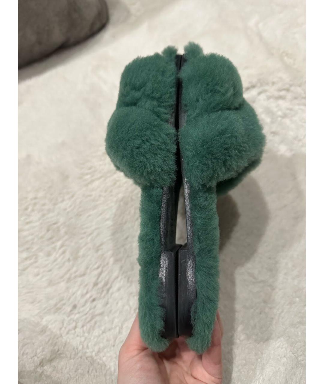 HERMES Зеленые шлепанцы, фото 5