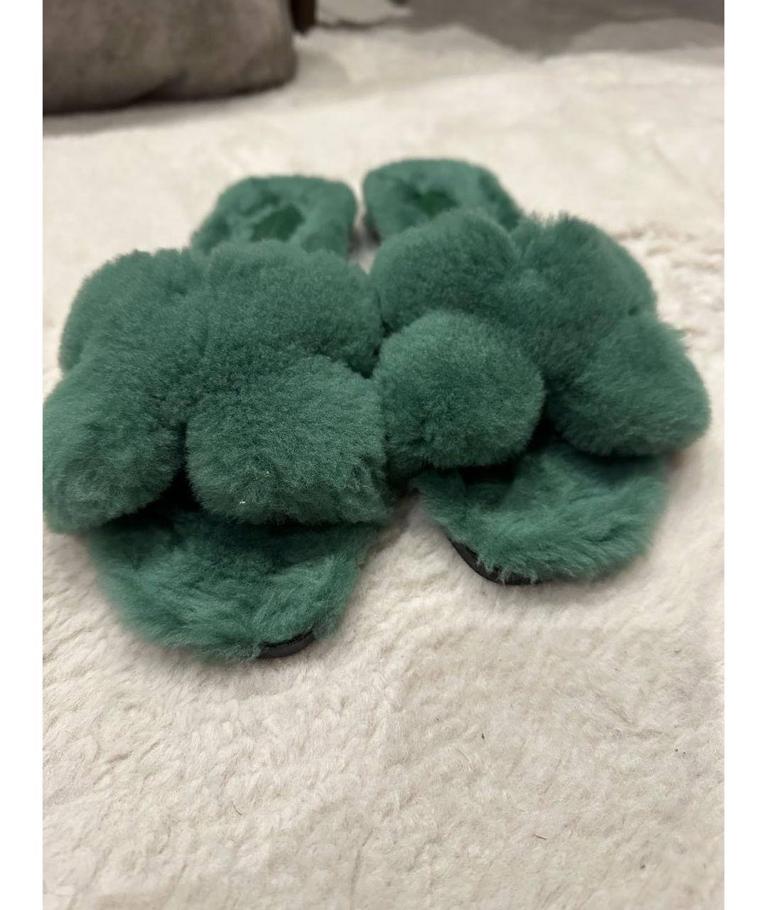 HERMES Зеленые шлепанцы, фото 6