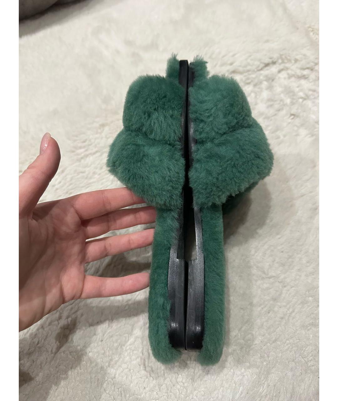 HERMES Зеленые шлепанцы, фото 4