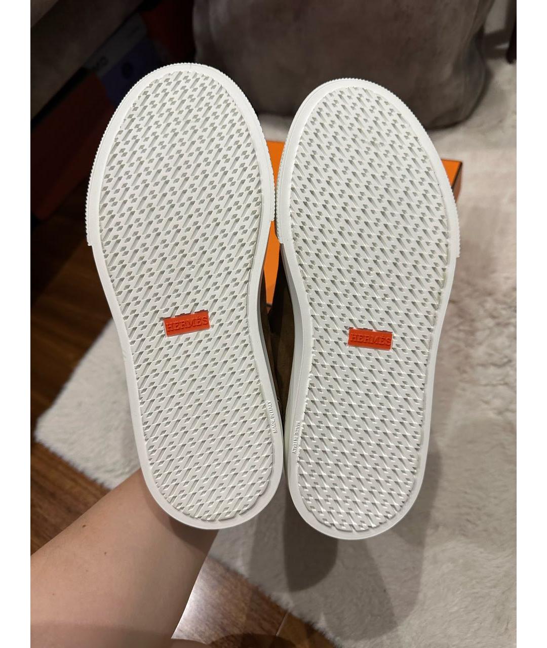 HERMES Коричневые кеды, фото 4