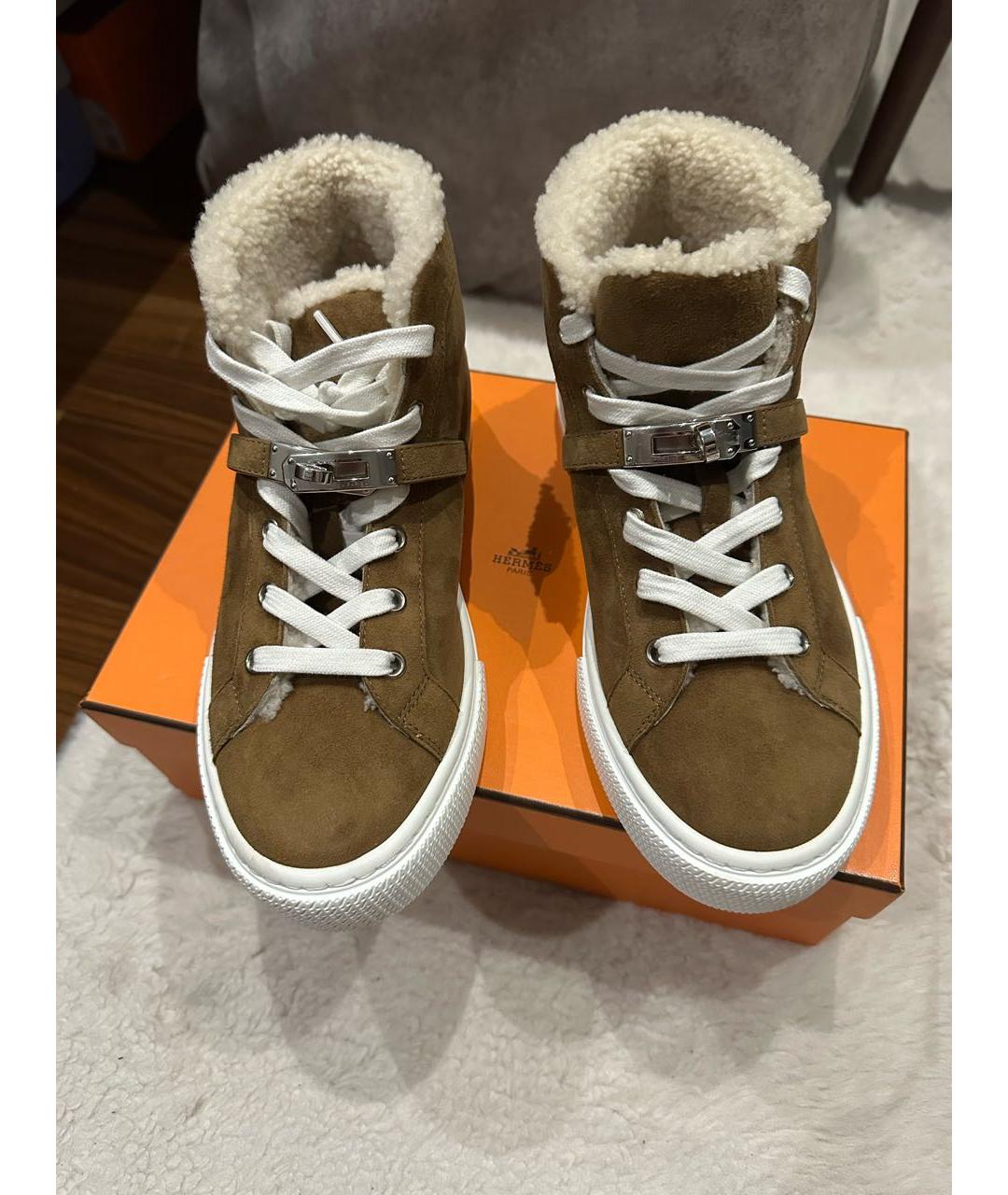 HERMES Коричневые кеды, фото 2