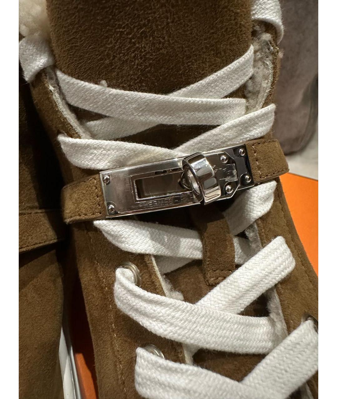 HERMES Коричневые кеды, фото 6