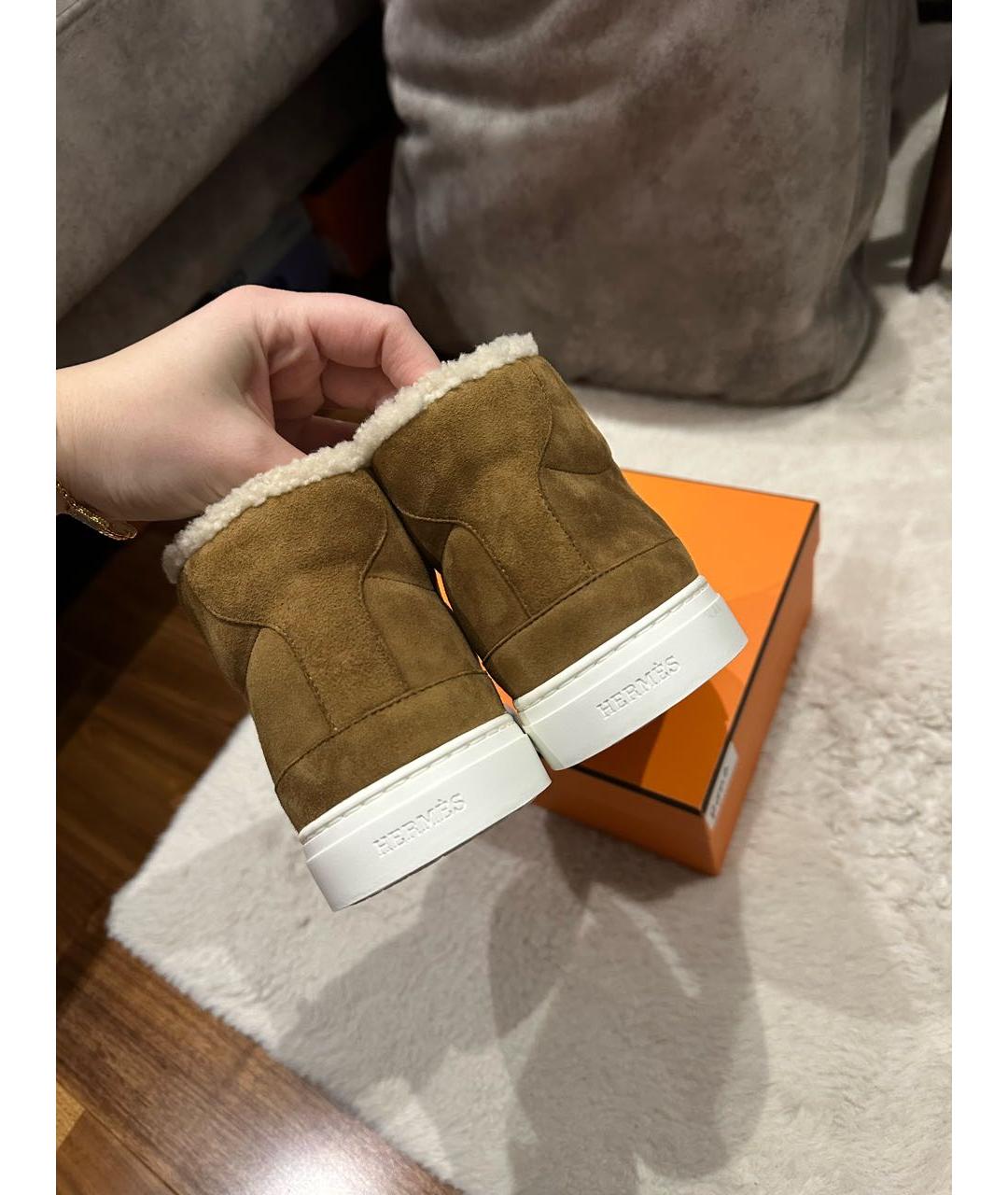 HERMES Коричневые кеды, фото 3