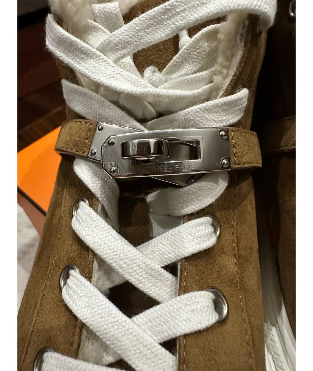 HERMES Коричневые кеды, фото 5