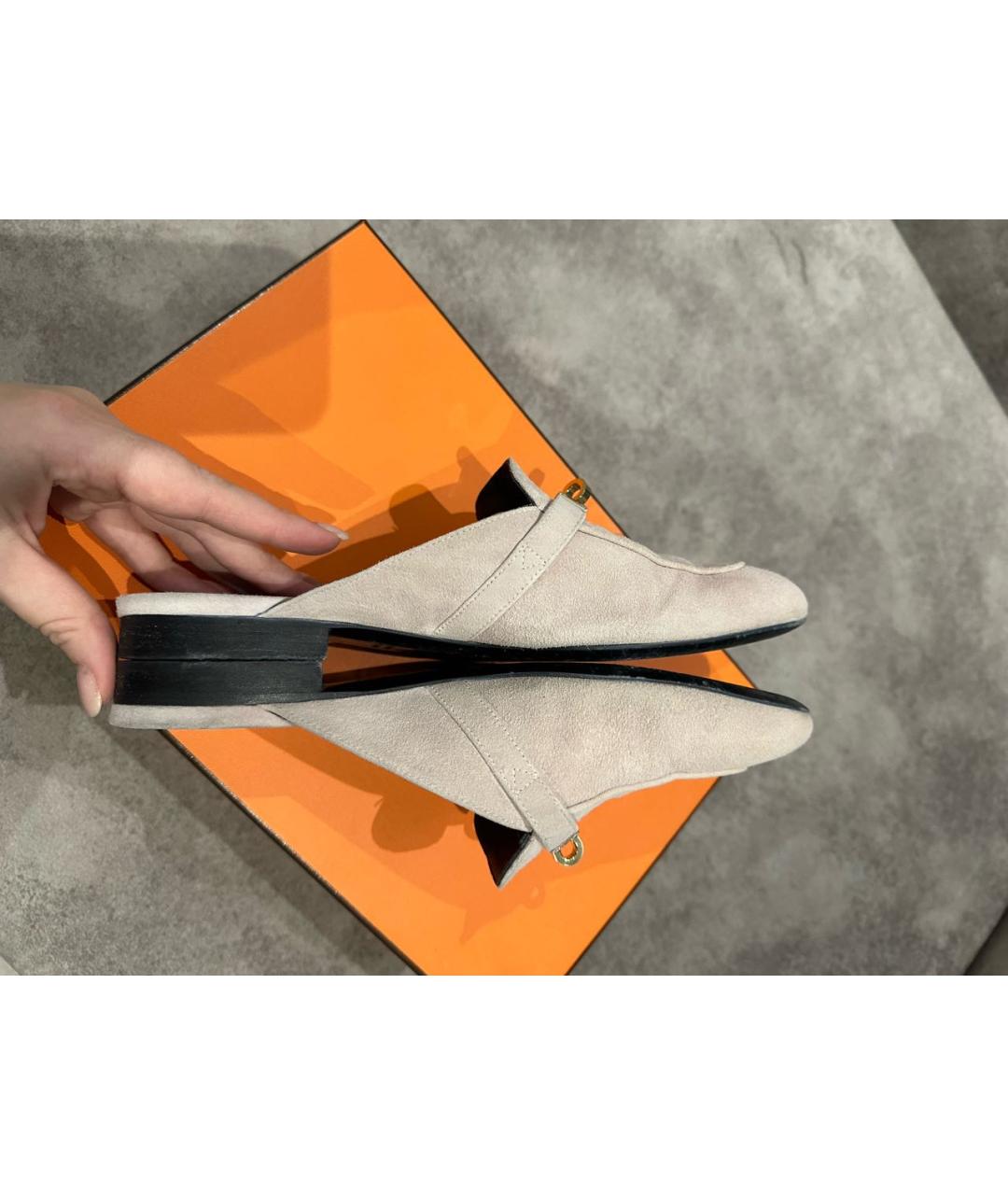 HERMES Розовые мюли, фото 4