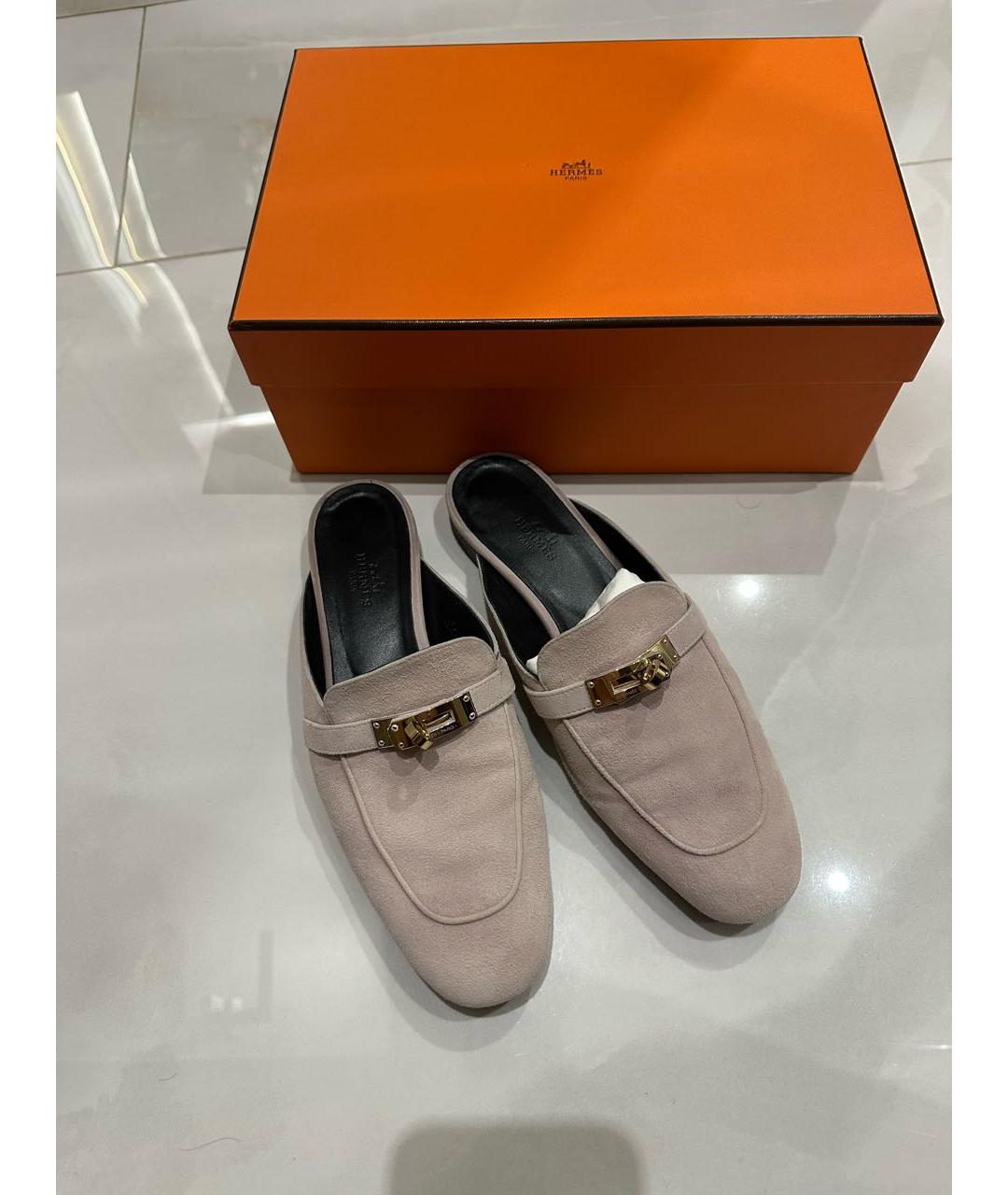 HERMES Розовые мюли, фото 7
