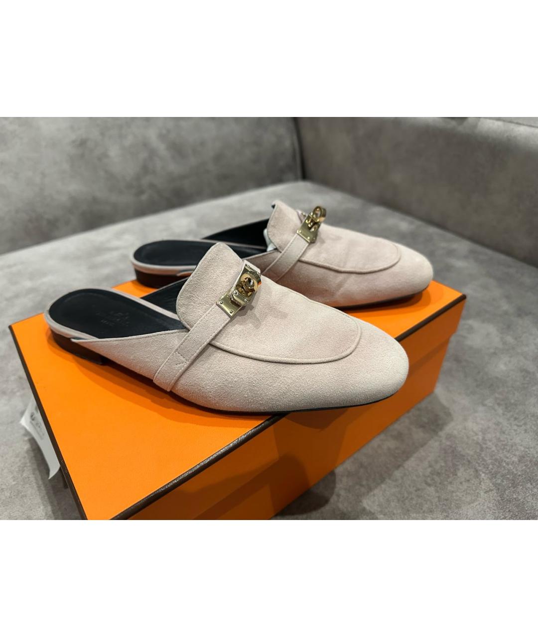 HERMES Розовые мюли, фото 9