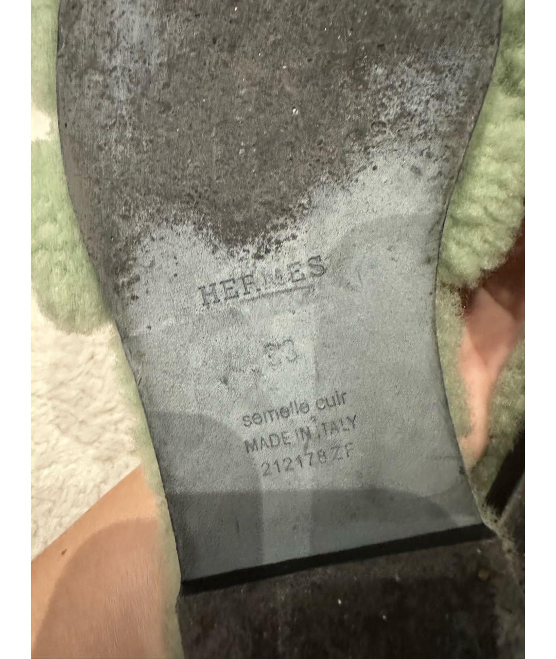 HERMES Зеленые шлепанцы, фото 8