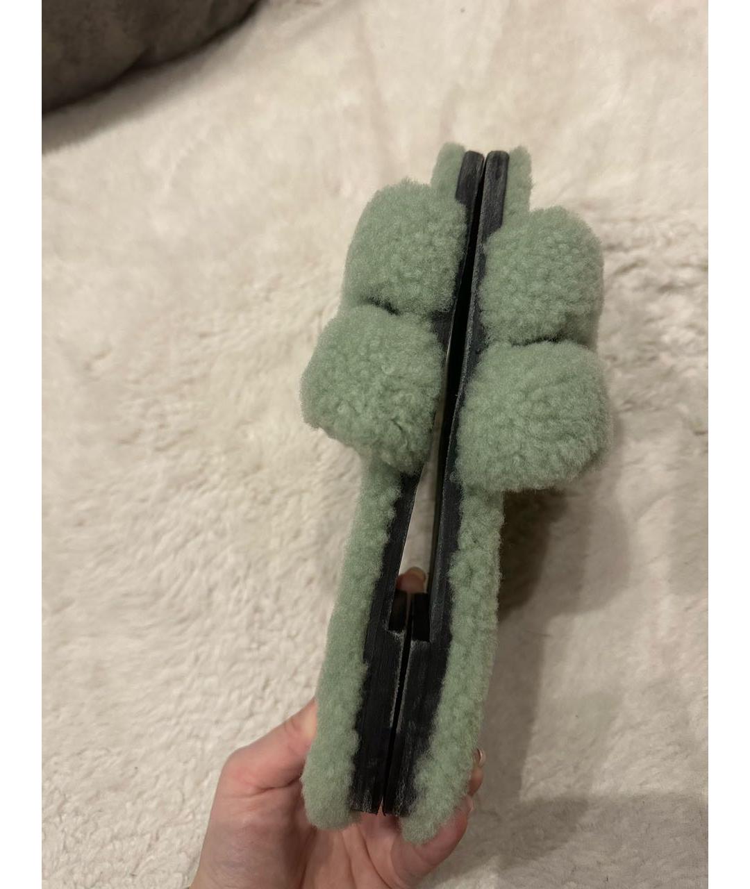 HERMES Зеленые шлепанцы, фото 4