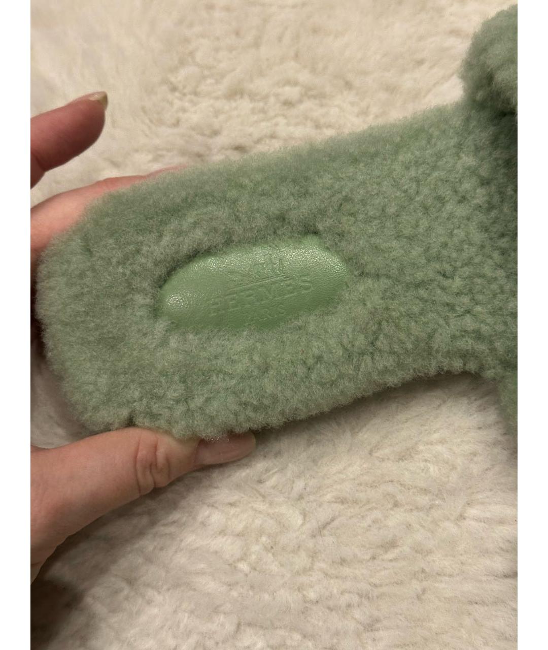 HERMES Зеленые шлепанцы, фото 6