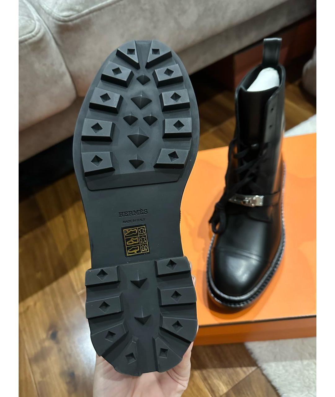 HERMES Черные кожаные ботинки, фото 4