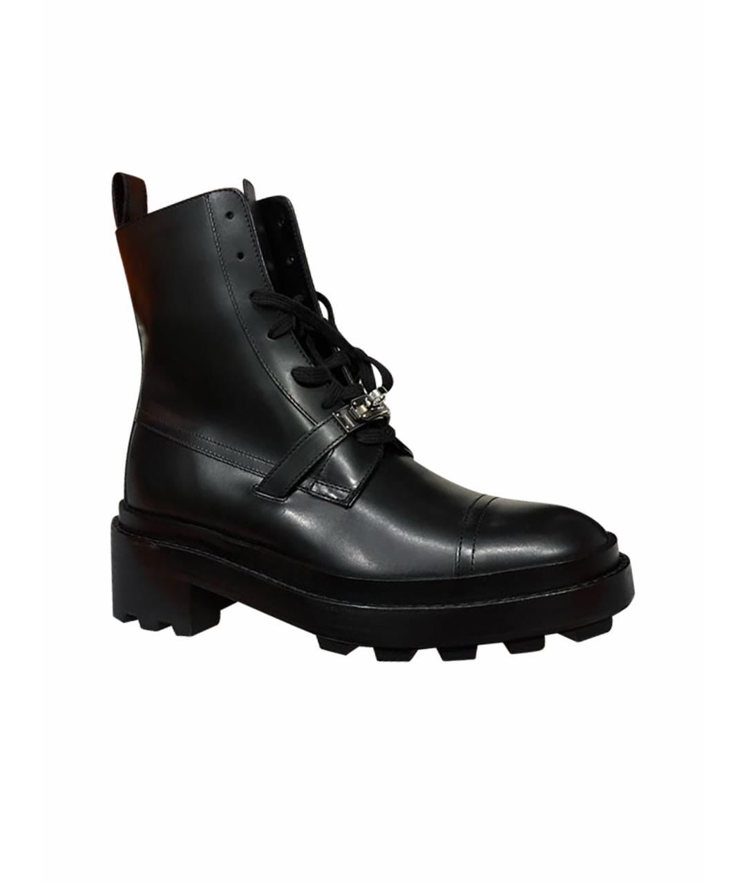 HERMES Черные кожаные ботинки, фото 1