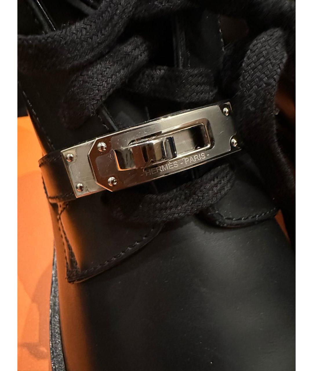 HERMES Черные кожаные ботинки, фото 5