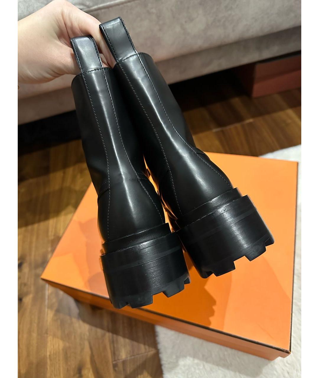 HERMES Черные кожаные ботинки, фото 3