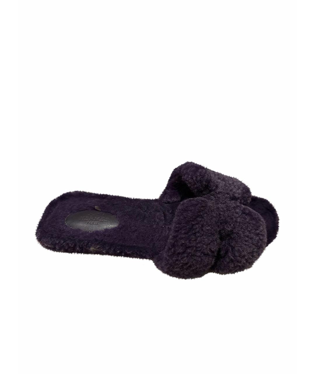 HERMES Фиолетовые шлепанцы, фото 1