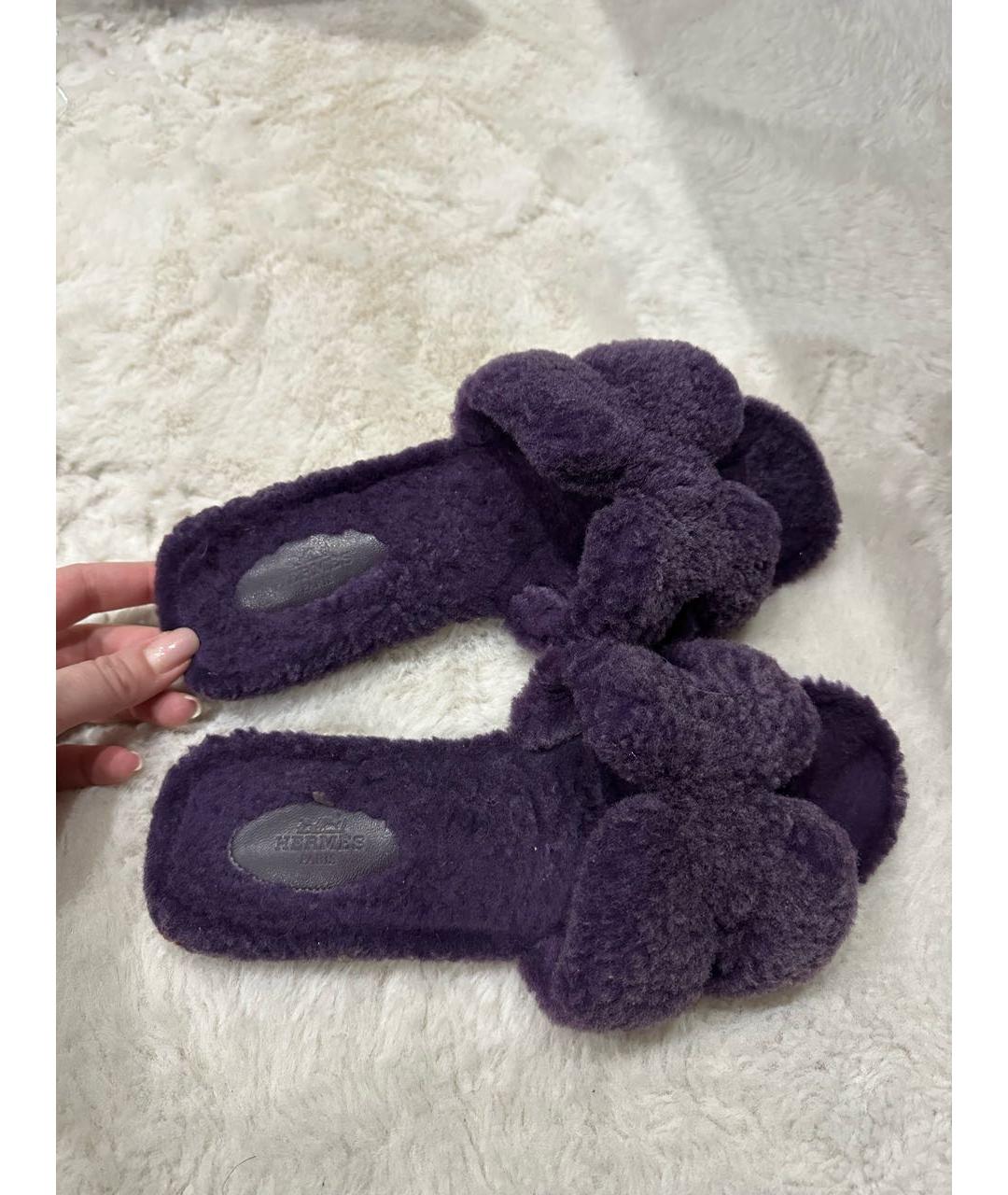 HERMES Фиолетовые шлепанцы, фото 8