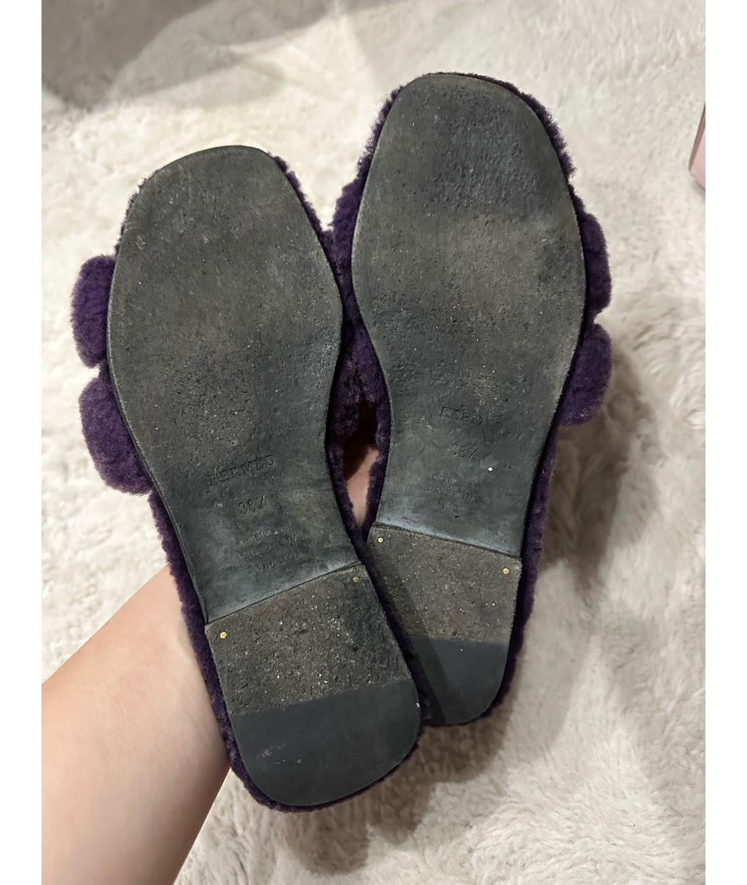 HERMES Фиолетовые шлепанцы, фото 3