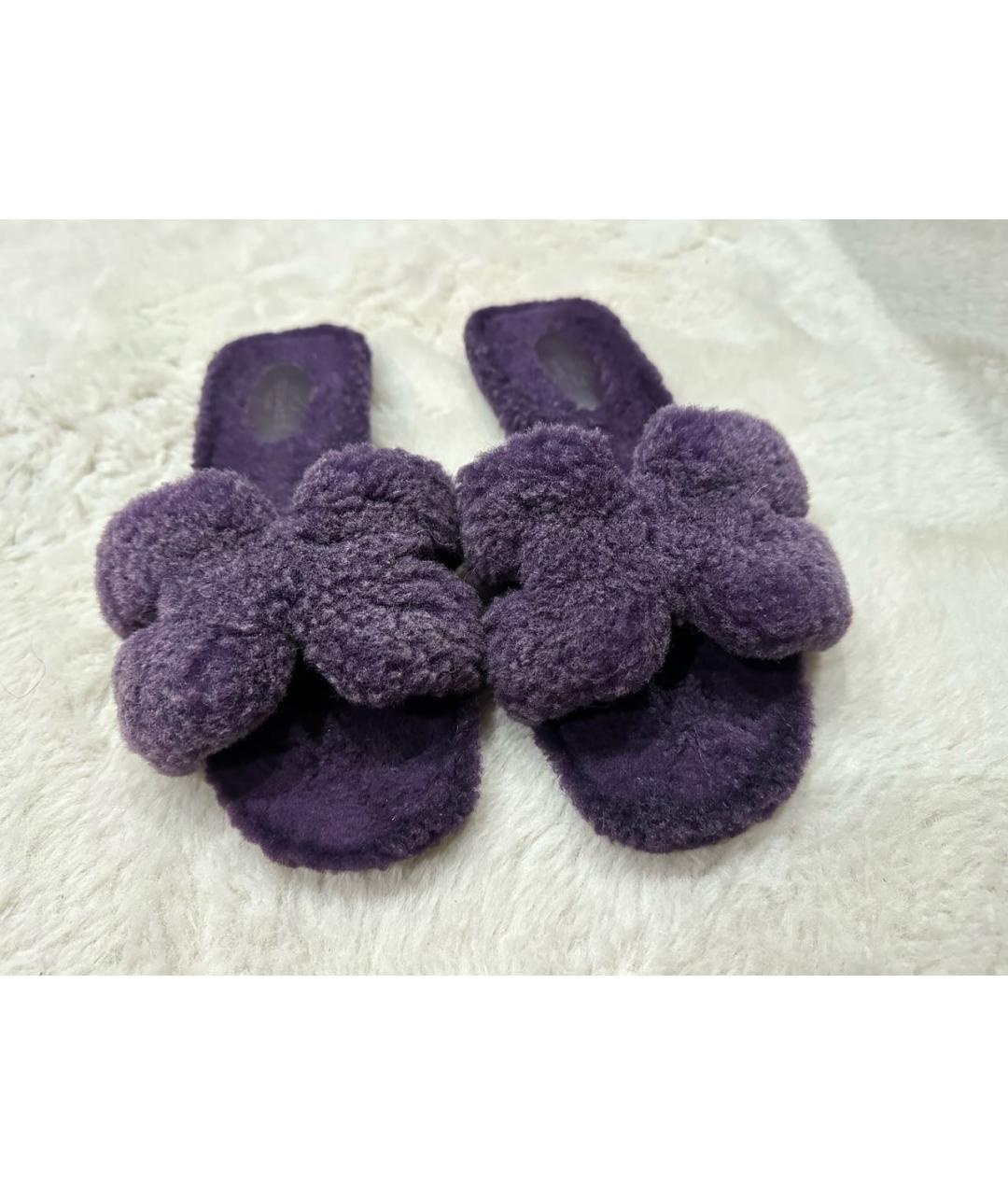 HERMES Фиолетовые шлепанцы, фото 4