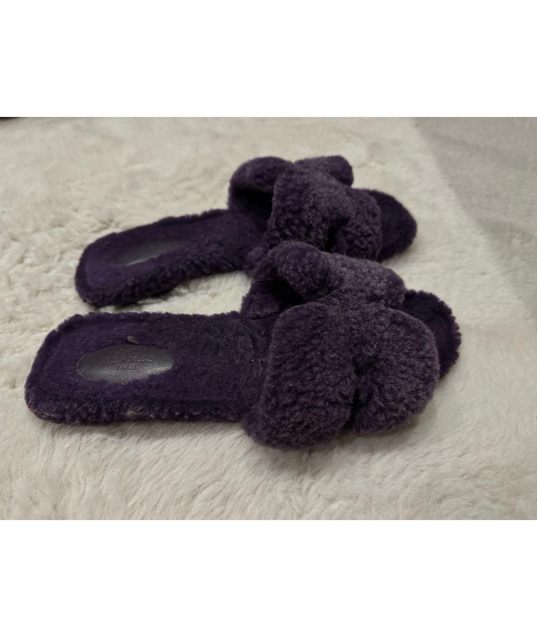 HERMES Фиолетовые шлепанцы, фото 9