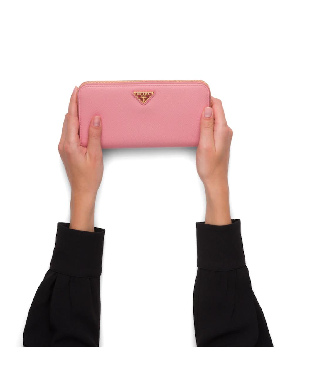 PRADA Розовый кожаный кошелек, фото 4