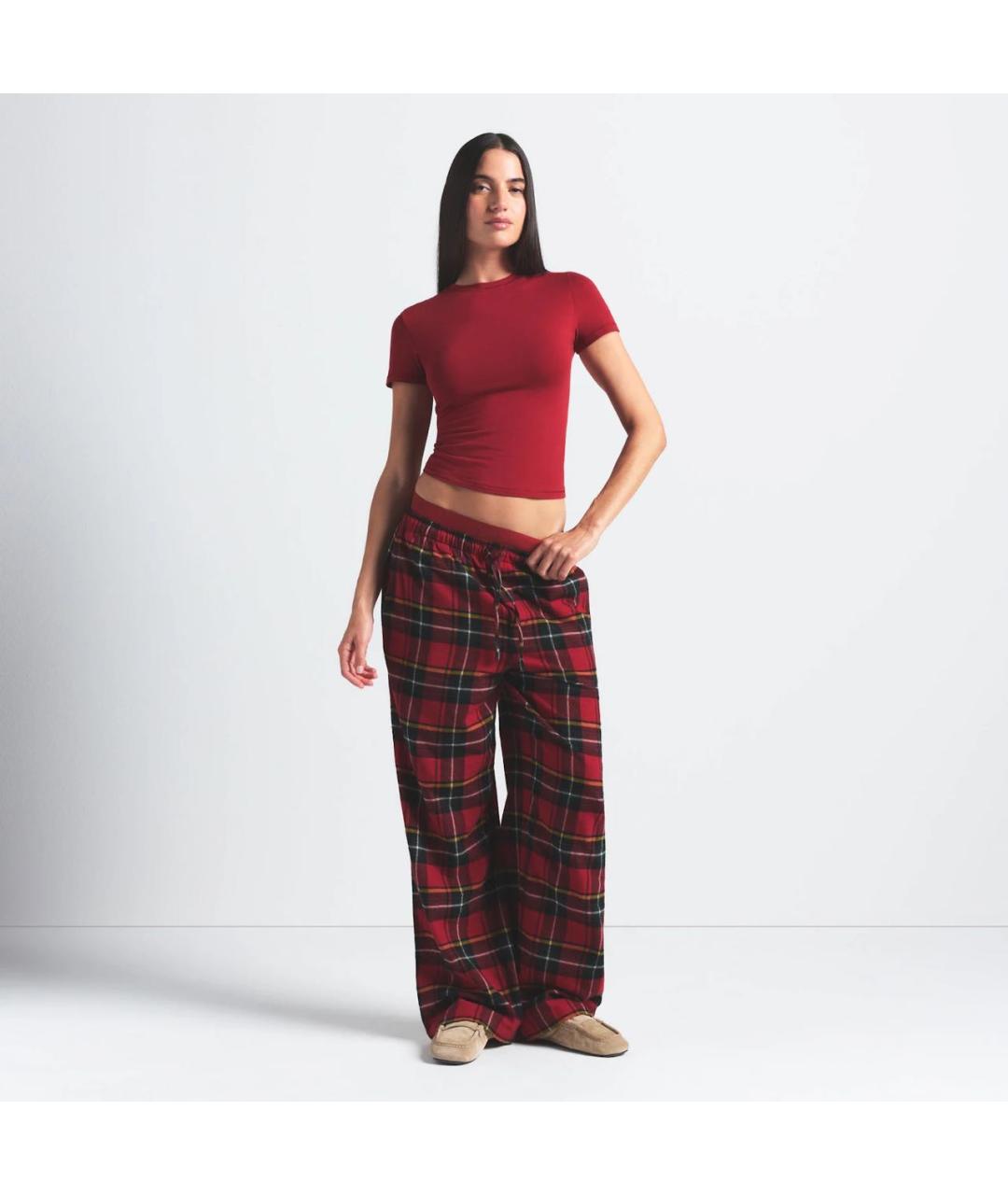 SKIMS Бордовая хлопковая футболка, фото 5