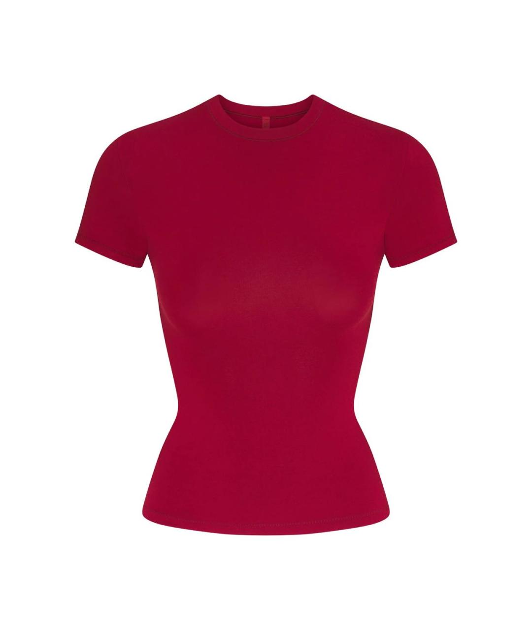 SKIMS Бордовая хлопковая футболка, фото 9